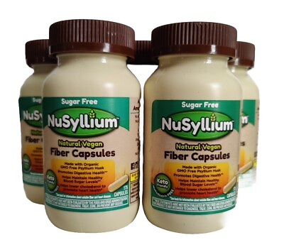 #ad Pack of 5 Nusyllium Sugar Free Natural Vegan Fiber Capsules 175 ct ea Exp 03 25 $49.99