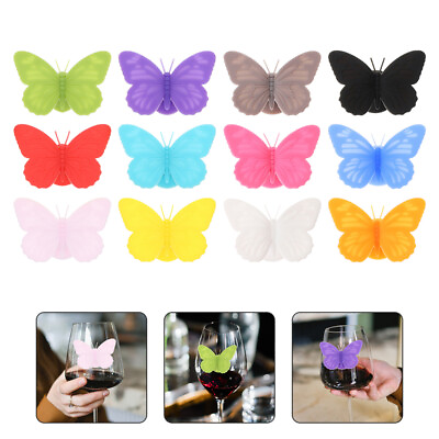 #ad 12 Pcs Butterfly shaped Drink Markers Red Wine Tags Glass Charms $9.56