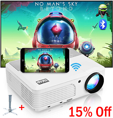 #ad 1080p WiFi Smart Projector 7500Lumens LED Android Blue tooth Speaker HDMI USB $155.77