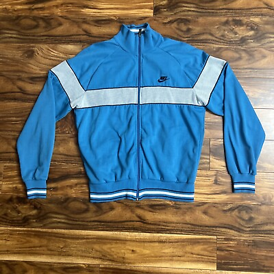 #ad Vintage Nike 80’s Sweater Jacket Baby Blue Zip Up Track Size L $47.96