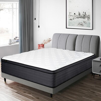#ad 14quot; 12quot; 10quot; Twin Full Queen King Size Mattress Innerspring Hybrid Bed In A Box $252.14