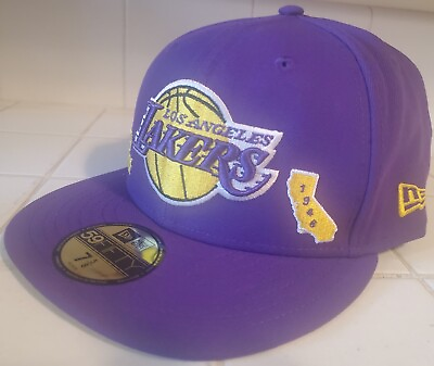 #ad Los Angeles LAKERS Identity D3 New Era 59FIFTY Fitted Hat 7 3 4 NEW Purple NEW $35.00