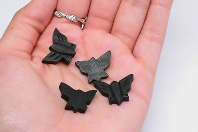 #ad 10 Black Wooden Carved Butterfly Cabochon Jewelry Making 16 x 23 mm Vintage $3.99