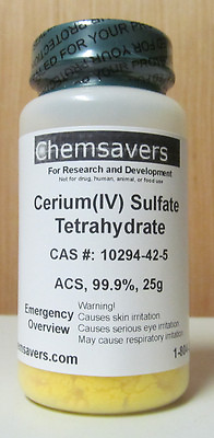 #ad Cerium IV Ceric Sulfate Tetrahydrate ACS 99.9% Certified 25g $52.95