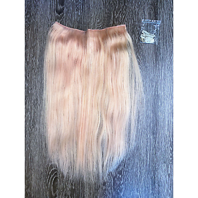 #ad 18quot; Strawberry Peach Blonde Human Hair Halo Hidden Invisible Wire Extensions $32.99