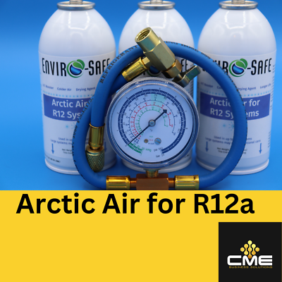 #ad Envirosafe Arctic air for R12 Auto AC support 3 cans amp; brass charging gauge $65.99