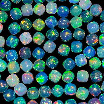 #ad 10 Pcs Natural Ethiopian Opal 4mm Cushion Flashy Untreated Loose Gemstones Lot $14.00