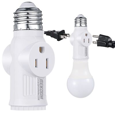 #ad 1 Pcs 3 Prong Light Socket Adapter E26 Light Bulb Outlet Adapter Polarized ... $13.98