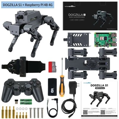 #ad 12DOF Quadruped Bionic Programming AI Robot Dog Kit S1 With Raspberry Pi 4B 4G C $2107.24