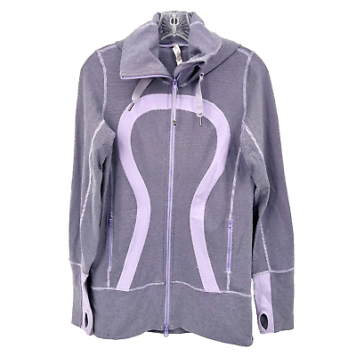 #ad LULULEMON Sz 6 Stride Jacket *Brushed in Lilac Heathered Coal Wee Stripe Hooded $34.99