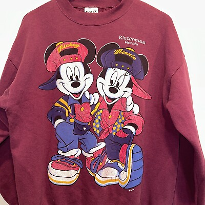 #ad Vintage Mickey Minnie Large Sweatshirt 90s Disney Sweatshirt Tultex y2k Street $28.97