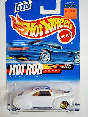 #ad 2000 Hot Wheels #007 Hot Rod Magazine Tail Dragger #3 of 4 Unopened White Flames $7.95