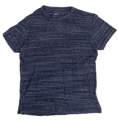 #ad Gap T shirt Men Small Marled Navy Blue Gray Soft Crew Neck Jersey Cotton Blend $11.95