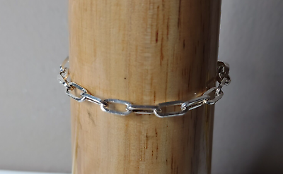 #ad 7.5 Inch Sterling Silver Dyadema Paperclip Chain Bracelet $40.00