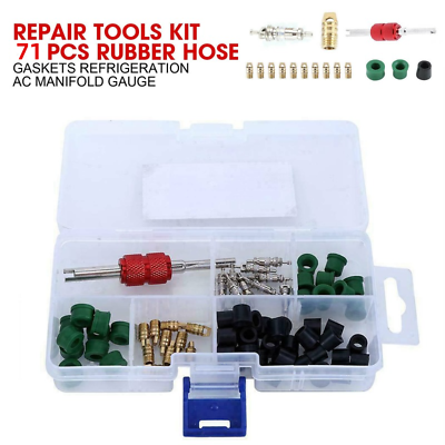 #ad NEW Repair Tools Kit 71 Pcs Rubber Hose Gaskets Refrigeration AC Manifold Gauge $12.36