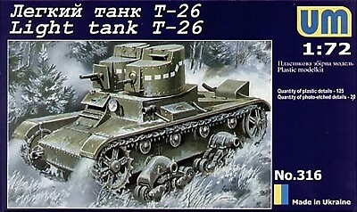 #ad UNIMODELS UM 316 Plastic scale models kit Scale 1:72 T 26 Soviet light tank $22.99