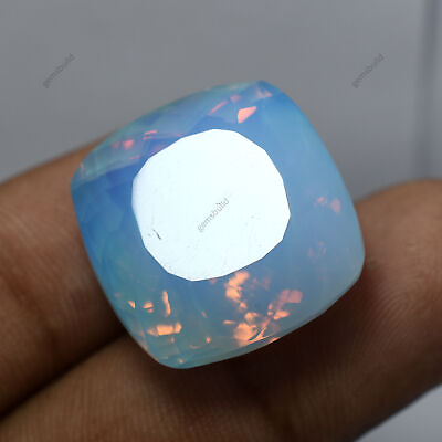 #ad Ethiopian Natural Opal Sky Blue 34.80 Ct Cushion Cut CERTIFIED RARE Gemstone $23.48
