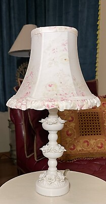 #ad Simply Shabby Chic Porcelain Roses Table Lamp Antique White Rachel Ashwell $95.00