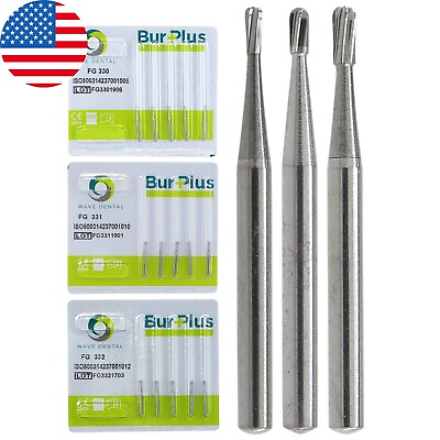 #ad Wave Dental Carbide Burs FG 330 331 332 For High Speed Handpiece Pear Midwest $12.59