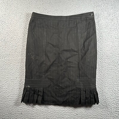 #ad NWT Max Studio Skirt Women#x27;s 4 Gray Striped Straight amp; Pencil Ruffled Skirt $88 $12.71