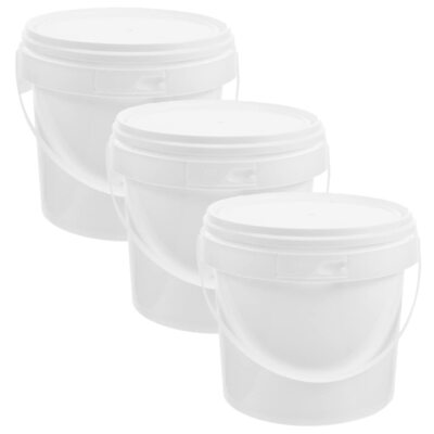 #ad White Plastic Bucket 3pcs Storage Bucket White with Cover 3pc Pp 0.26 Gallon Lid $21.87