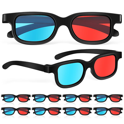 #ad 10Pcs Viewing Glasses Red Blue Lens 3D Glasses for Computer Monitors TVs Screens $9.86