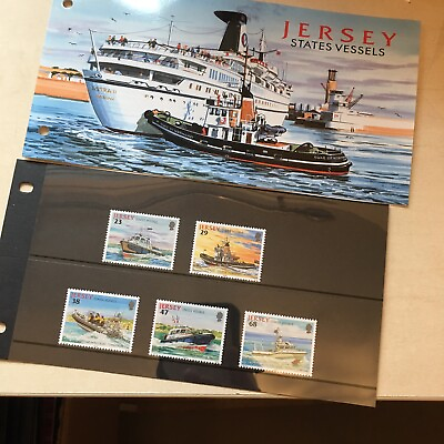 #ad Jersey Presentation Pack 2002 JERSEY STATES VESSELS SET OF 5 SHIPS Mint MNH GBP 2.03