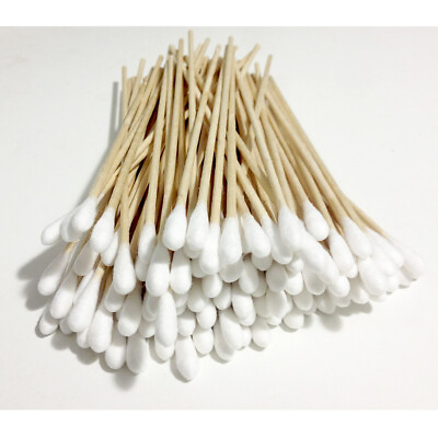 #ad 100 Pc Cotton Swab Applicator Q tip Swabs 6quot; Extra Long Wood Handle Sturdy New $6.13