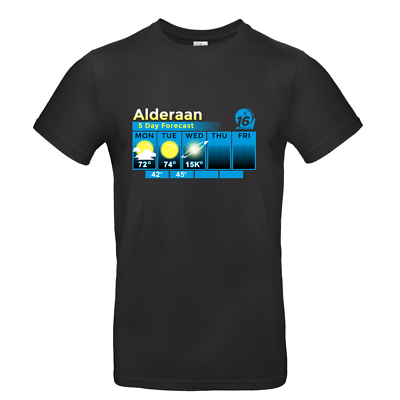 #ad Alderaan Weather Forecast Tee Mens TV Film Crew Neck Short Sleeve T Shirt S 3XL $15.99