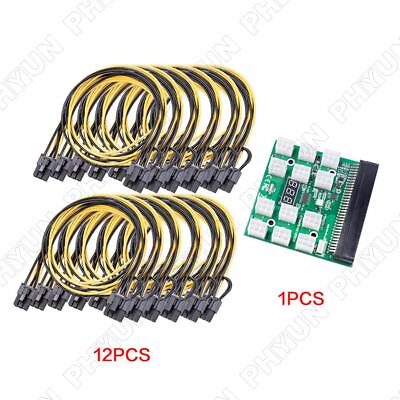 12x 6 Pin to 8 62 Pin PCIE Splitter Power Cables amp; GPU Power Breakout Board $28.96