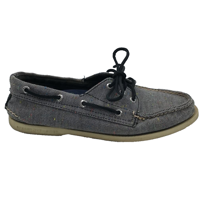 #ad Sperry Top Sider Mens Original Fleck Boat Shoes Gray Canvas 3 Eye Moc Toe 9M $11.00
