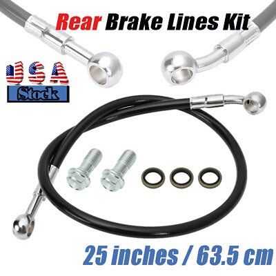 #ad 25 inches Rear Brake Line Kit Steel Braided For Yamaha Banshee 350 All Years ATV $22.99