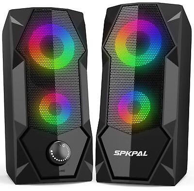 #ad #ad SPKPAL Computer Speakers RGB Gaming for PC 2.0 Wired USB Black $29.01