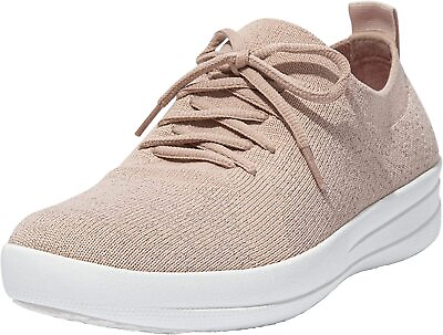 #ad FitFlop F Sporty Beige Rose Gold Slip On Stretchy Mesh Low Top Fashion Sneakers $69.99