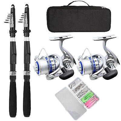 #ad Fishing Pole Combo Set2.1m 6.89ft 2PCS Collapsible Rods 2PCS Spinning Reels M... $59.75