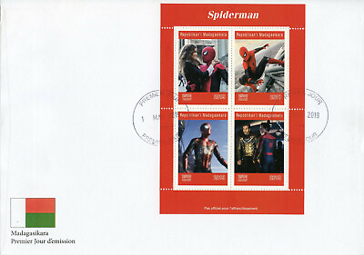 #ad Marvel Superheroes Stamps Madagascar 2019 FDC Spiderman Spider Man 4v M S GBP 13.75
