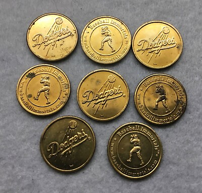 #ad Lot of 8 Los Angeles Dodgers Baseball Immortals Tokens or Gold Toned Coins $16.00