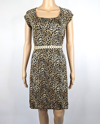 #ad Janana#x27;s USA Vintage 90s Black Brown Leopard Animal Print Shift Dress Size 8 10 AU $45.00