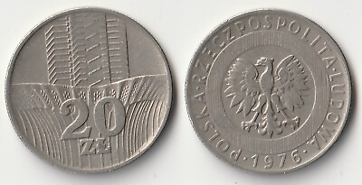 #ad 1976 Poland 20 zlotych coin $1.50
