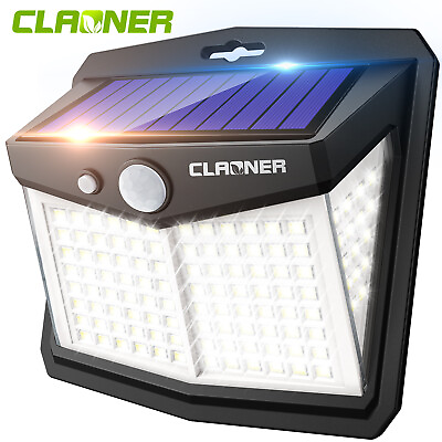 #ad CLAONER Solar Power 128 LED Lights PIR Motion Sensor Outdoor Security Lamp Wall $12.99