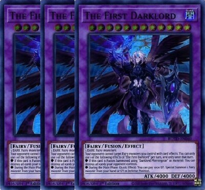 #ad Yugioh The First Darklord x 3 1st Edition Super Rare NM Free Holo Card $12.00