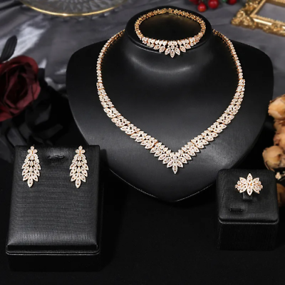 #ad Luxury Bridal Jewelry Set Women#x27;s Luxury Romantic Necklace Light Earrings Bridal $181.55