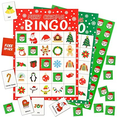 #ad Christmas Bingo Game Cards 24 Players for Party Games Classroom Home Activities $11.29
