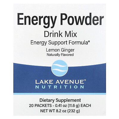 #ad Energy Powder Drink Mix Lemon Ginger 20 Packets 0.41 oz 11.6 g Each $30.61