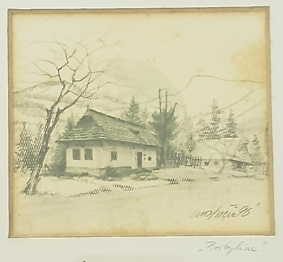 #ad Fine Miniature Framed Artwork Winter Mountains Home Scene Vintage Signed Artwork $49.99
