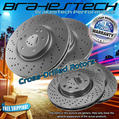 #ad Front Rear 4 Cross Drilled Brake Disc Rotors for 2013 2015 BMW X5 xDrive50i $338.64
