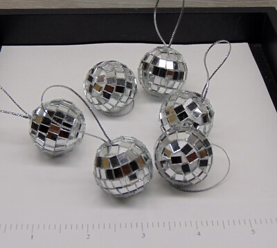 #ad Mini Disco Ball w Cord Mirror Ornaments 1 1 8quot; Miniature Sparkle 3cm 1 inch $8.11