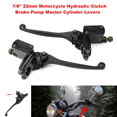 #ad 7 8quot; 22mm Left amp; Right Hydraulic Brake Clutch Master Cylinder Levers Aluminum $28.69
