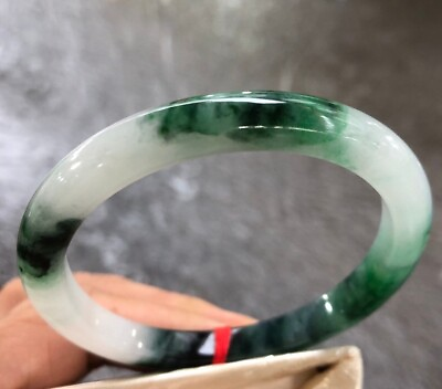 #ad Certified Natural Grade AAA Icy Green White Myanmar Jade jadeite bracelets 58mm $119.00