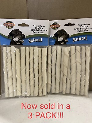 #ad 3 Pk The Rawhide Express Natural Chew Sticks Dog Treats Beefhide SHIPS FREE $14.10